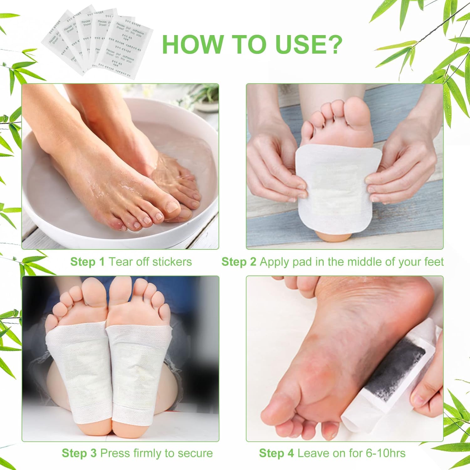 Patchs Détox Pour Les Pieds: Lots De 10, A Base De Plantes Naturelle, Efficace Pour 5 Jours, Améliore Le Sommeil, Soulage La Fatique Des Pieds